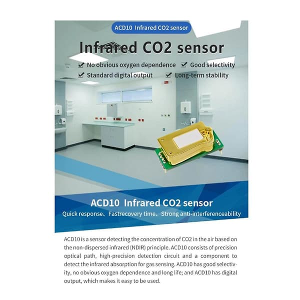 ASAIR ACD10 Elektronisk Koldioxidgivare Modul Infraröd NDIR Högprecision CO2 Gaskoncentrationsdetektering
