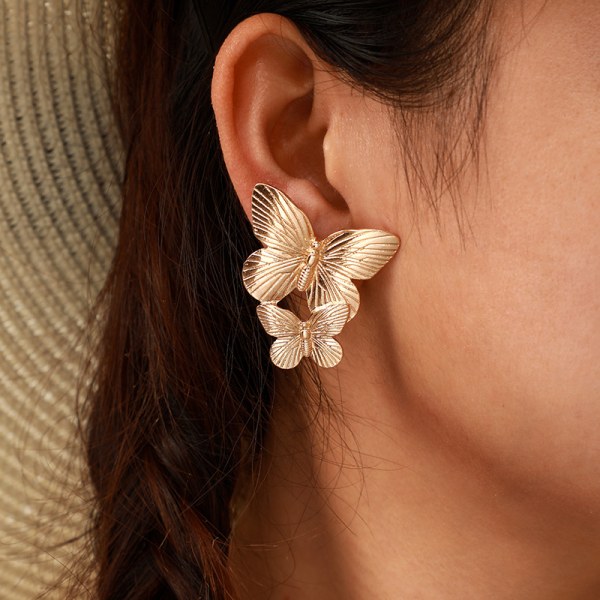 Bohemian Dainty Gold Big Butterfly Earrings Big Dainty Gold Drop Earrings Statement Charm Earring Body Jewelry for Women and Girls