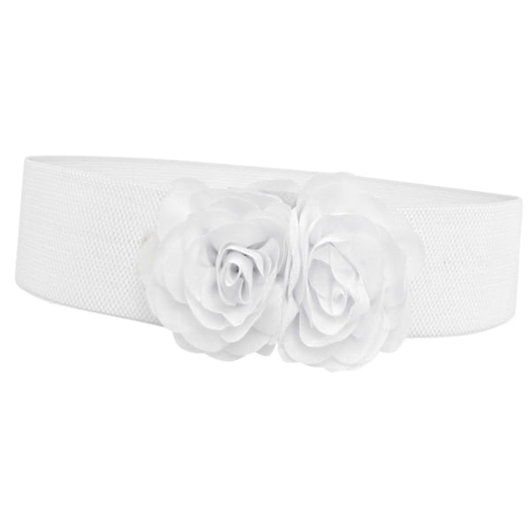 Elastisk midjebelte, bredt belte for kvinner for bluse, genser, maxi-skjorter White