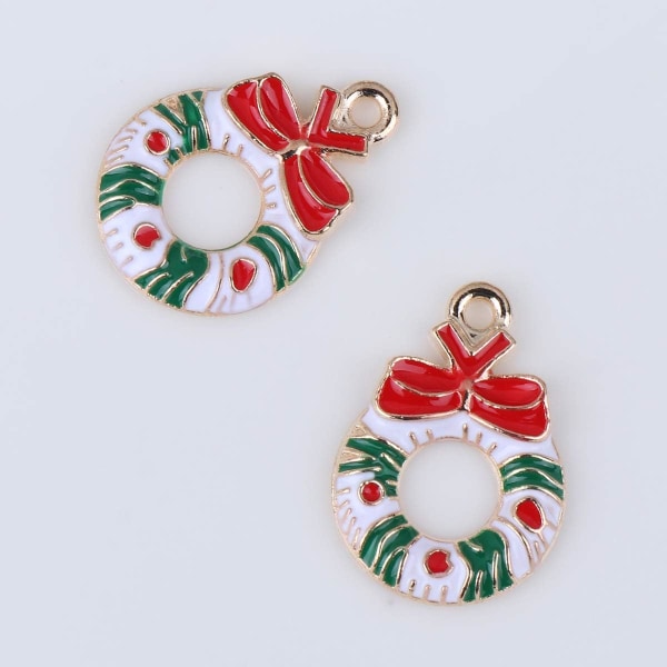 10 Pcs Necklace Bracelet Jewelry Making Charms Big Wreath Xmas Enamel Charm Pendants Fashion Christmas DIY Earrings Jewelry Accessories