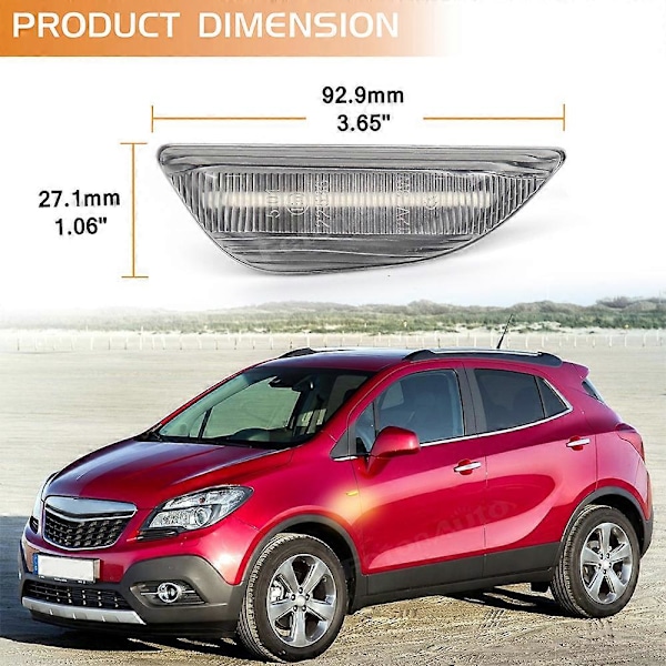 2 stk. LED Dynamisk Blinklys Position Sidemarkeringslys Parkeringsindikator Til Opel Mokka X Chevrolet Trax Buick Encore Dynamic Black
