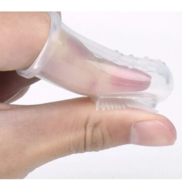 1-pack Användbar Babytandborste för Fingret Mjuk Silikon Babytandborste för Träning