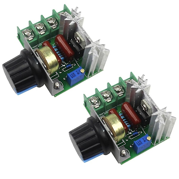 2 st Styrningar för AC-motor AC 220V 2000W Tyristor Motorhastighetsreglering Justerbar Effekt Co
