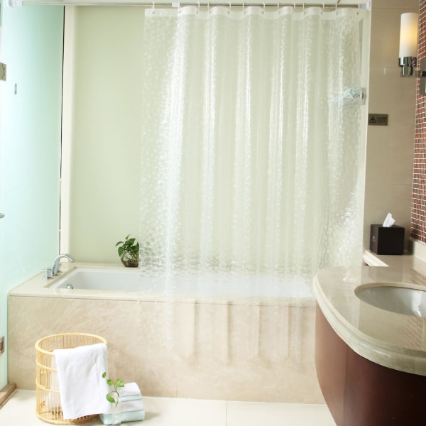 Vattentät duschdraperi med 3d genomskinligt hexagonmönster Anti-mögel Lätt att rengöra Förtjockad duschdraperi 200cm