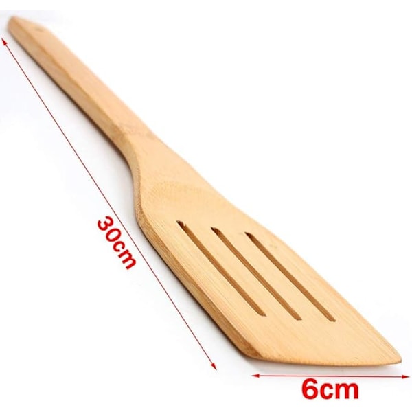 5 Dele Køkkenredskaber i Træ Non-stick Pande Sæt Komplet Tilbehør Bambus 30CM Ske Spatel Giftfri Ikke-deformerbar Holdbar Ergonomisk