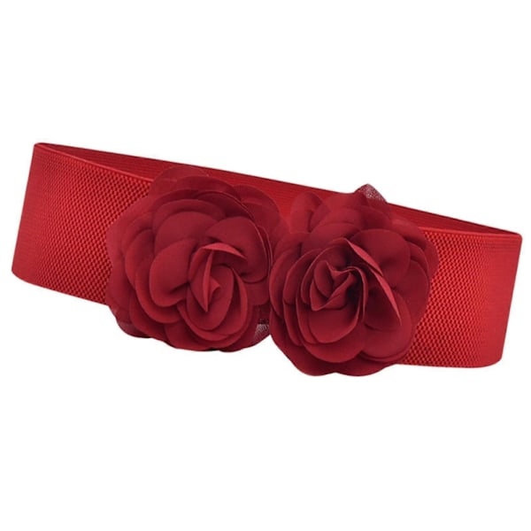 Elastisk midjebelte, bredt belte for kvinner for bluse, genser, maxi-skjorter Red