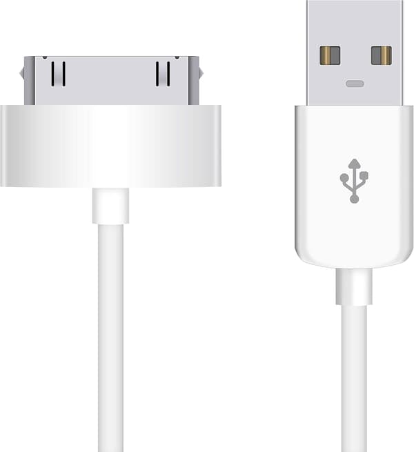 USB-synkroniserings- og ladekabel for iPhone 4/4s, iPhone 3G/3GS, iPad 1/2/3, iPod, 30-pinners ladekabel – 1 meter hvit