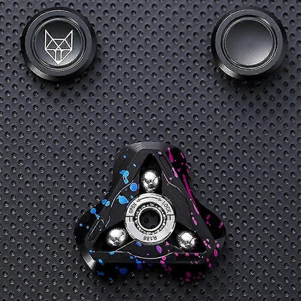 Fox Fidget Spinner Edc Metall Stressreducerare Leksaker Triangulär Aluminiumlegering Hand Spinner Lindra Ångest Dekompressionsleksaker Black