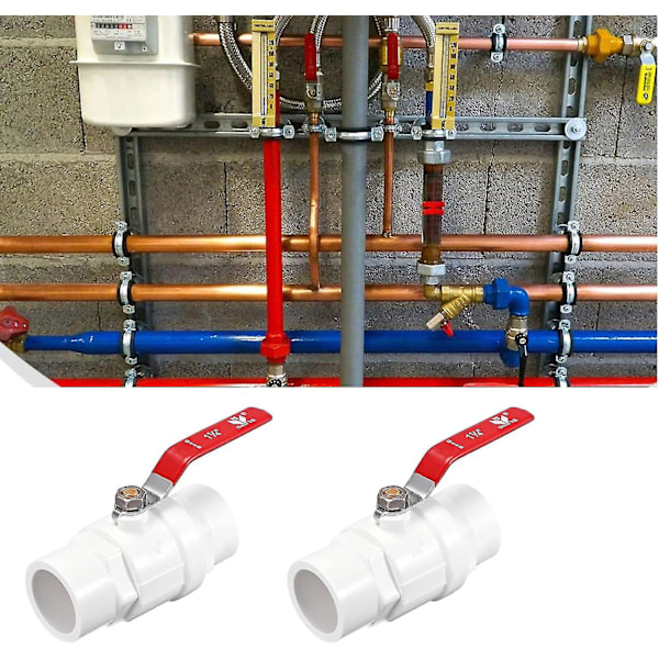 40mm Kulventil, PVC Sockeltyp Avstängningsventil Brytare för Akvarium Vattenflödeskontroll, Sumppump, Pool