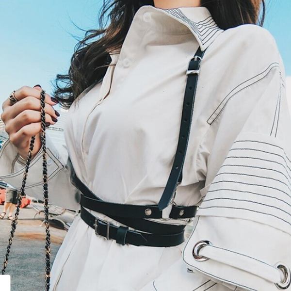 Body Bondage Faux Leather Sele Midjehängslen Bälte