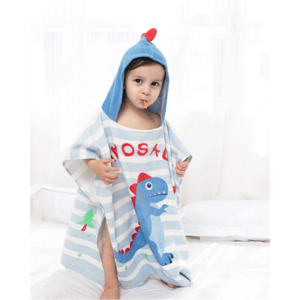 Kids Bath/Pool/Beach Hooded Poncho Towel-Cartoon Animal Pattern Cotton Beach Towel for Baby and Kids Dinosaur