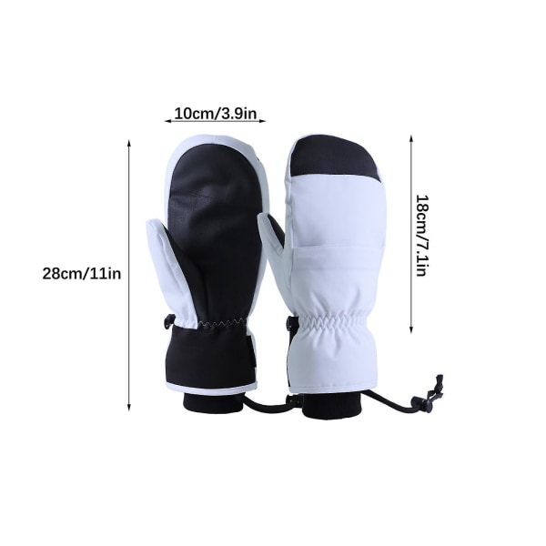 Snowboardhansker Five Finger Warm Touch Screen Vanntette skihansker White M-Palm Width 3.9In