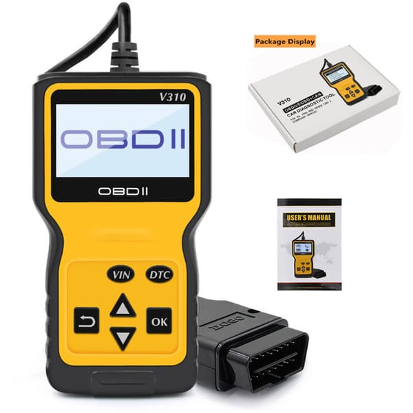 OBD2-scanner – CAN-diagnoseværktøj til OBD II-køretøjer – Baggrundsbelyst LCD-skærm – Læser og sletter fejlkoder