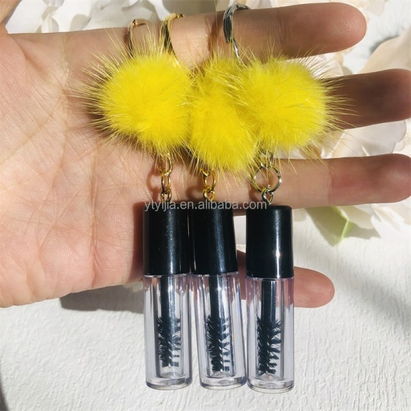 Ny populär mini mascaraborste med puffboll 3pcs Yellow