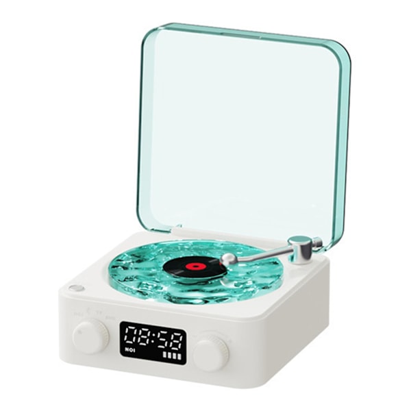 Pieni Retro Vinyyli Johdoton Kaiutin Bluetooth-yhteensopiva Kaiutin Yölamppu Toimistoon Makuuhuoneeseen