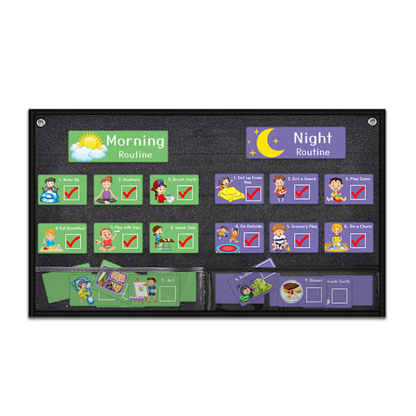 Daglig rutin-schema för småbarn 2 i 1 Morgon Kväll Visuellt schema för föräldrar med autistiska barn