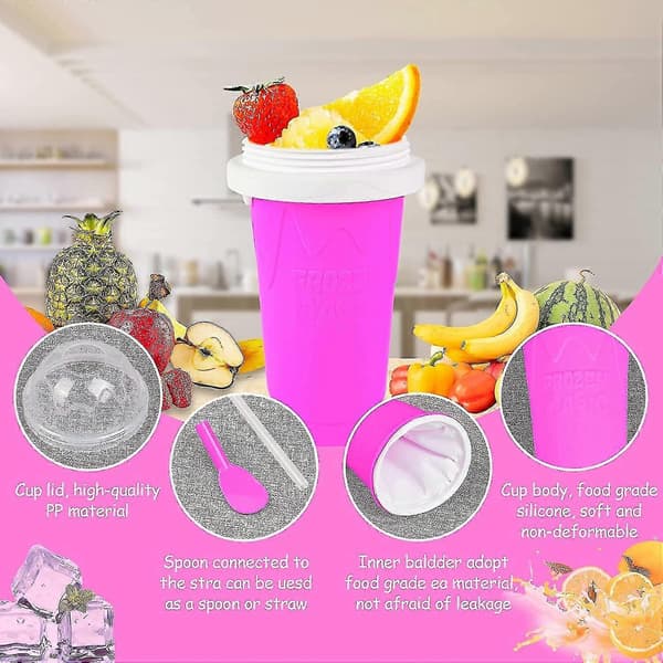 Slushkopp, iskremkopp, silikonkopp, klemkopp, forfriskende sommersmoothiekopp, dobbeltvegget kopp, slushiekopp, smoothiekopp