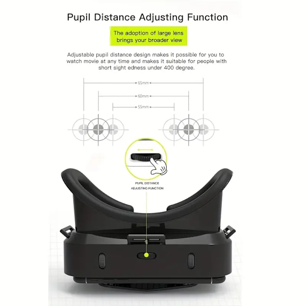 1 stk. 3D VR headset, smarte virtual reality briller