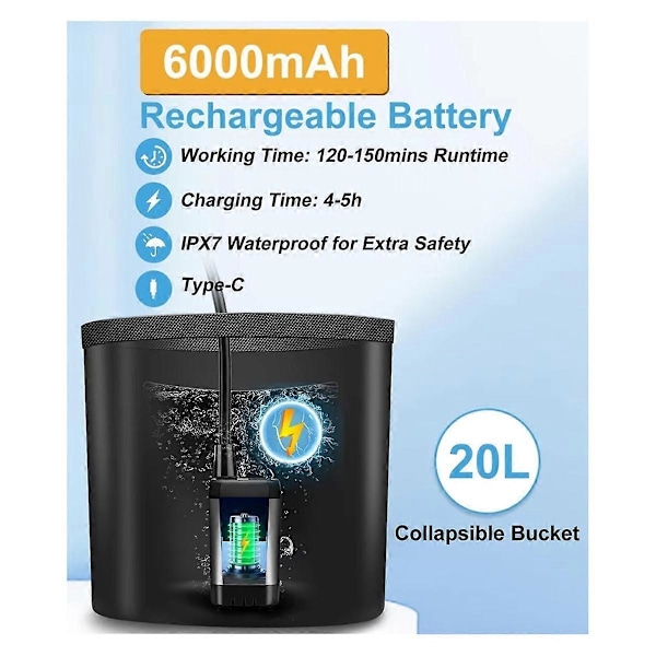 Ladattava kannettava retkisuihku, 6000mAh akku