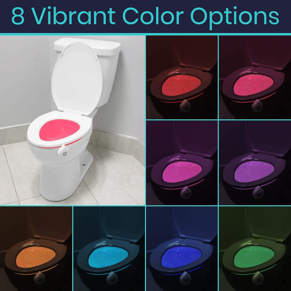 Toiletskållys - Natbevægelsessensor aktiveret enhed - Ultraslank fleksibel natlampe til badeværelse, børn, voksne, ældre, seniorer - vandtæt, reklame