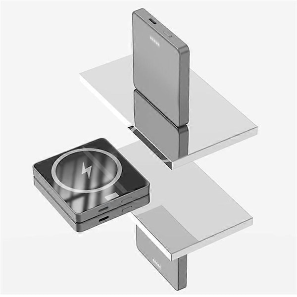 E30 10000mAh Magneettinen varavirtalähde 15W langaton lataus PD + QC 20W Ulkoinen akku Puhelinlaturi Grey