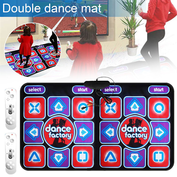 Dobbel Dansematte for Barn og Voksne, Dobbel Bruker Kablet Dansematte, Sklisikker Spillmatte med 2 Fjernkontroller for PC