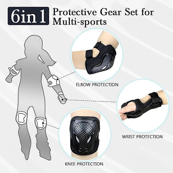 MD-611 6 st/set Barn Cykel Rullskridskor Knä Armbåge Handledsskydd Skateboard Skidskydd Style D