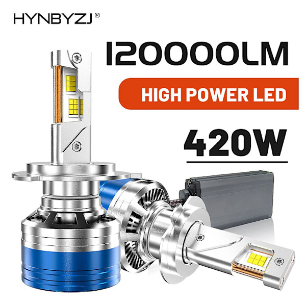 -120000lm420w 120000lm H7 H4 H11 Led Forlygte Høj Effekt Canbus H1 H8 H9 9005 Hb3 9006 Hb4 9012 Hir2 Turbo Lampe 6000k Bil Lys H4-9003-HB2 Hi-Lo