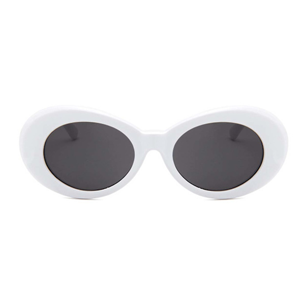 Hvid Store Runde Retro Solbriller Sort Glas hvid