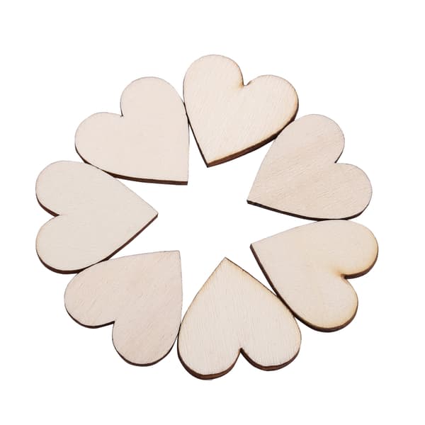 Kærlighedshjerteform Træpynt til Bryllupper Plaketter Ornament (30mm 50stk)