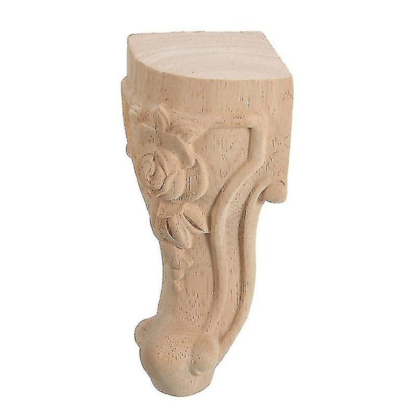 4 stk. 20 X 5 cm Gummitræ Udskåret Lang Onlay Applikation Umalet Blomst & 4 stk. 10x6 cm Træ Udskåret Fur-YUHAO