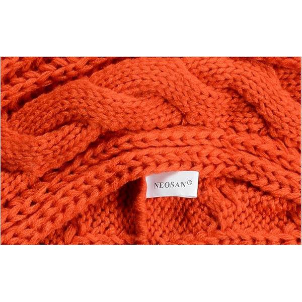 Dame Tyk Ribstrikket Vinter Infinity Circle Loop Halstørklæde Premium Twist Orange