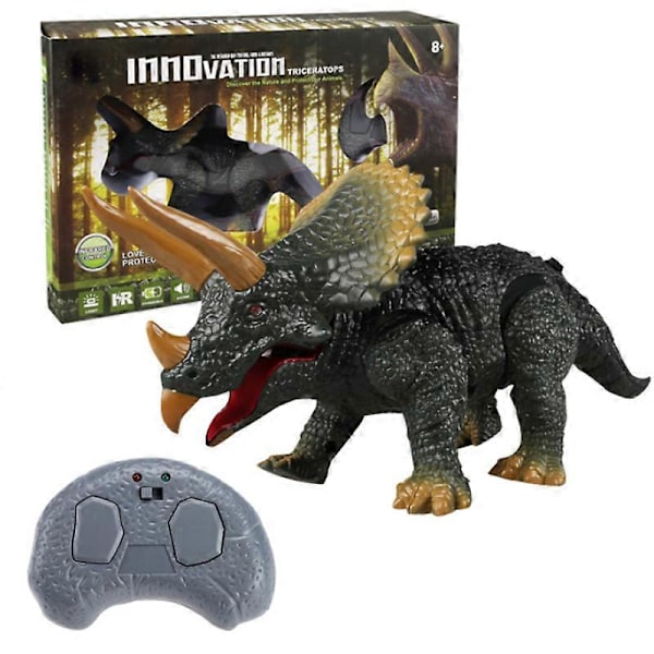 RC dinosaurus lelu infrapuna kaukosäädin kävelevä hahmo sähköinen RC eläin Triceratops