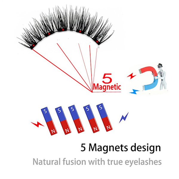 5 magnetiske kunstige øjenvipper sæt MBK serie kvantemagnetiske naturlige tykke krøllede limfri øjenvipper