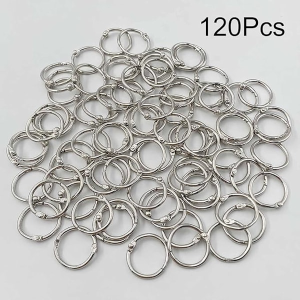 Binderinge, 120 Stykker Løsblad Bog Ring Hængsler, 20mm Løsblad Bog Nøglering, Sølv Metal Binderinge