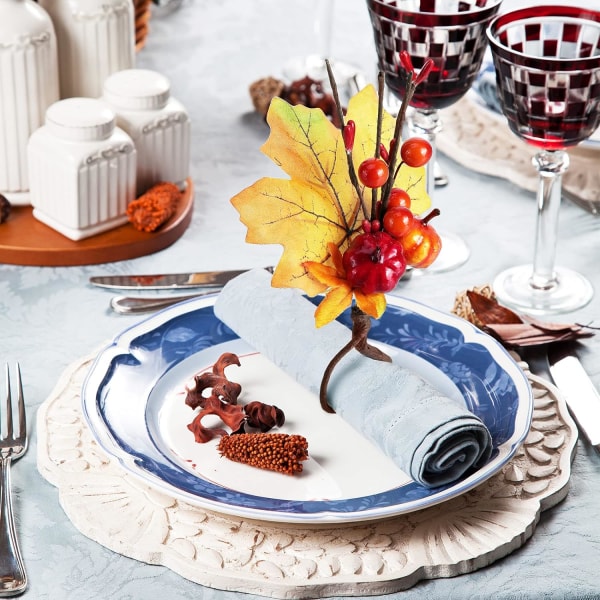 12 kpl Fall lautasliinasormuksen pidike maalaistalon lautasliinasoljet lautasliinasolki kiitospäivän päivällispöydän koristeluun