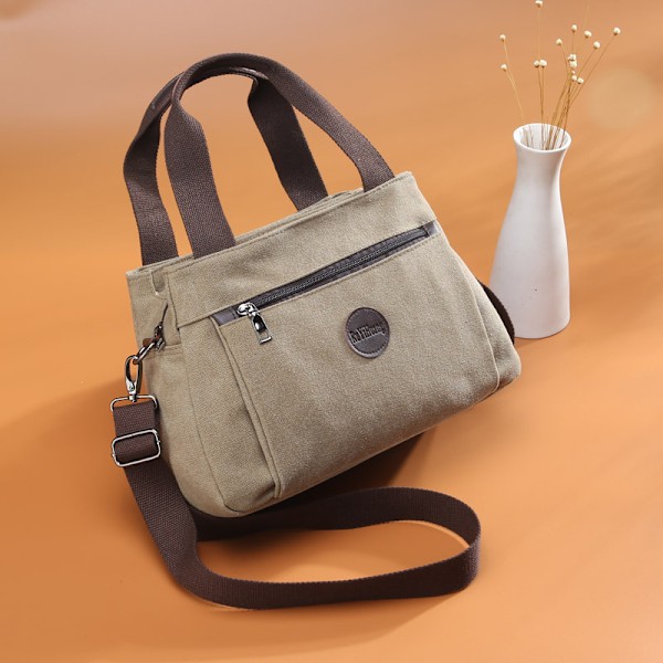 Retro afslappet dame taske lærred damer håndtaske skuldertaske messenger taske dame stor kapacitet multi-rum lærredstaske FB-078