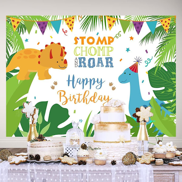 7x5ft Dinosauritausta Onnellinen Syntymäpäivä Piirretty Dinosaurukset Teema Syntymäpäiväjuhliin Lapsille Vauvalle Uudelle Syntyneelle Pojille Tytöille Trooppinen Dschungel