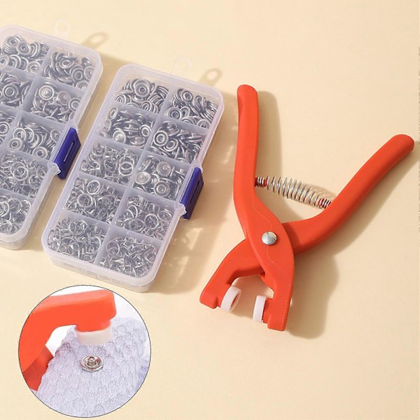 Metall Tryckknappar med Fästtång Verktygssats Ergonomisk Design Lätt att Använda Sömnadsfria Tygknappar Klädknappar 150pcs