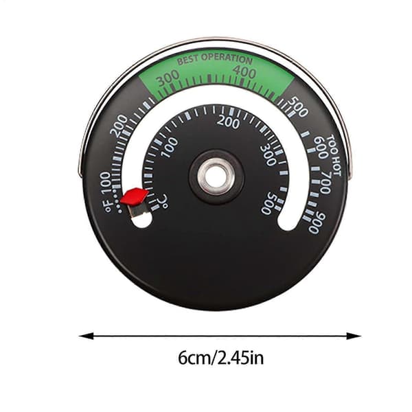 Magnetisk Røgrørstermometer til Pejs, Brænde og Ovn, Urskive i Rustfrit Stål, Temperaturmåler