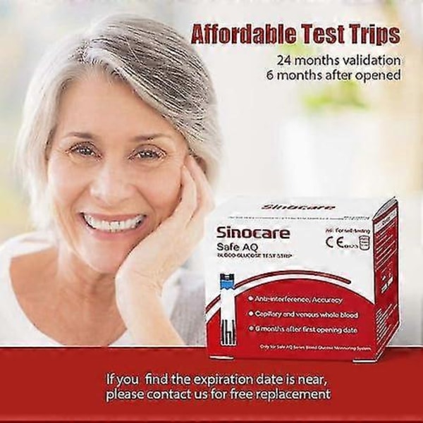 Sinocare 50 st Blodsockerteststickor & 50 st Lansetter för Safe AQ Smart och Safe AQ Voice A1 100pcs strips