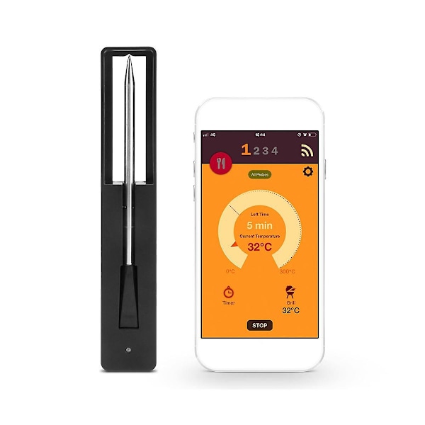 Langaton digitaalinen lihan lämpömittari Bluetoothilla - BBQ-tarvikkeet uuniin, grilliin ja keittiöön