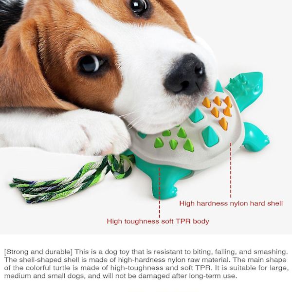 Meows Dog Chew Toys Tandborste Sköldpadda Form Gnid och ren tand Ta bort tandsten Dulable slickande bett Turquoise white