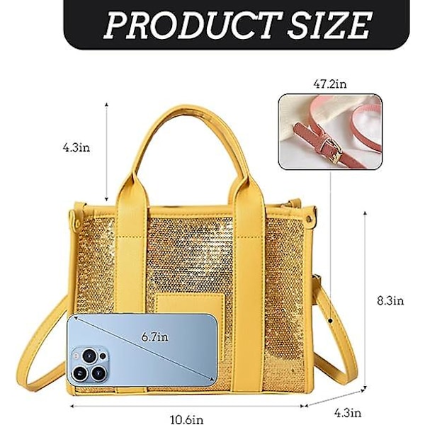 Tote Taske til Kvinder, Skinnende Læder Tote Taske Trendy Top Håndtag Crossbody Håndtasker til Arbejde Rejse