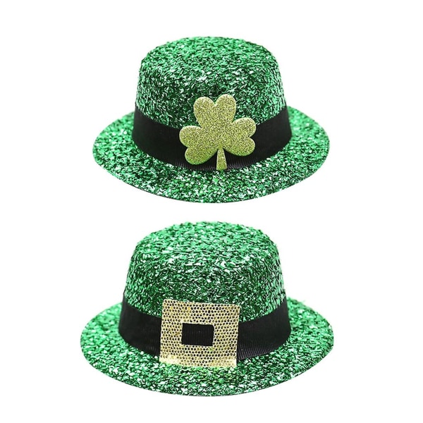 St Patrick Day Hårklämma Glittrande Hat Barrette Saint Patrick Party Huvudbonad