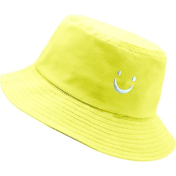 Bucket Hat med Smiley-ansikte för Män Sommar Rese Bucket Strand Solhatt Broderi Utomhuskeps För Män Kvinnor