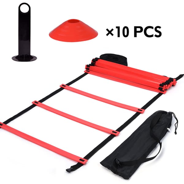 Speed Agility Train Kit, 19Ft Flat Ladder 10 stk. Disc Cones for Atletisk Trening