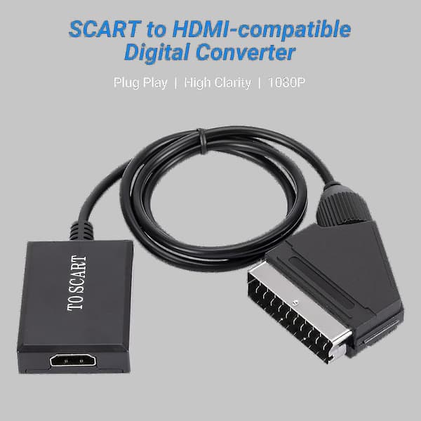 Videoadapter Plug & Play Høy Klarhet Plast 1080p Stabil Ytelse Scart Til HDMI-kompatibel-YUHAO