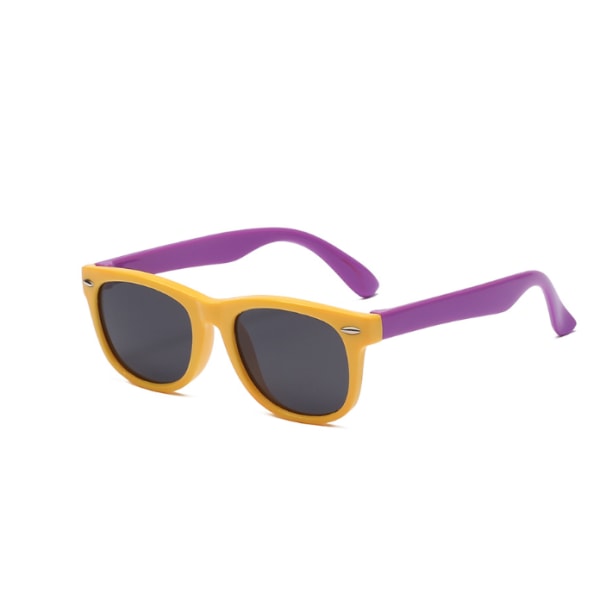 Silikon mode udendørssolglasögon for barn Yellow frame purple legs