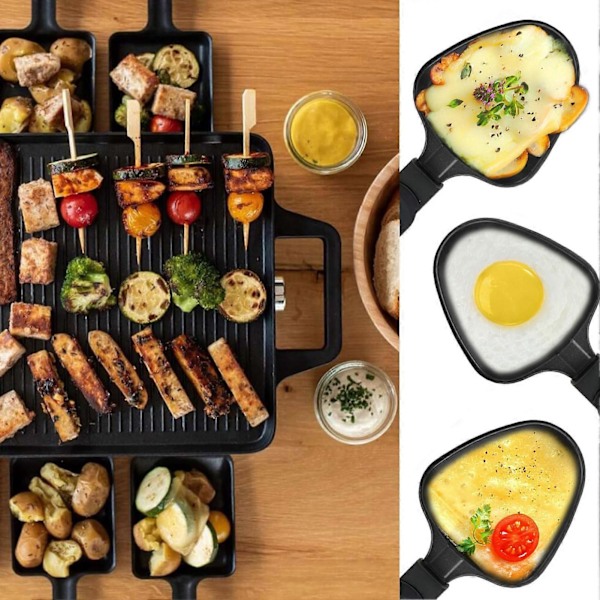 Raclettepander med non-stick | Pakke med 1 til 12 | Mini firkantet raclette | Kompatibel med Tefal raclette maskine | Ergonomisk design og let at rengøre Triangle